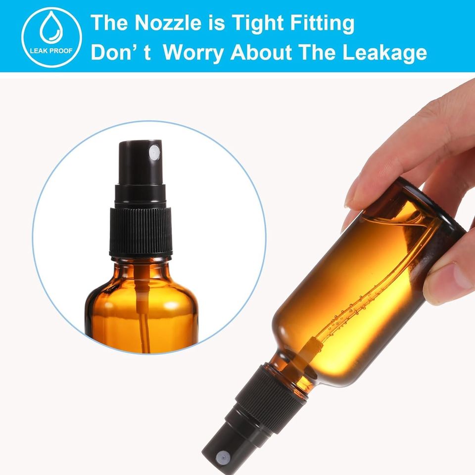 2oz Amber Glass Spray Bottles, 16 Pack Small Spray Bottle Mist Sprayer