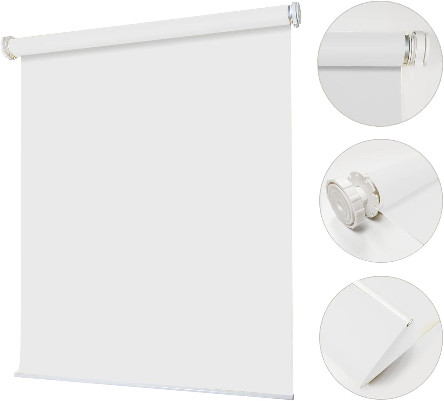 No Drill Inside Mount Blackout Roller Shades Custom Tension Window Blind (28 x 72)