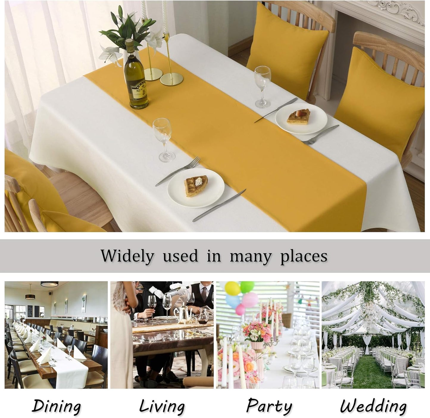 DUALIFE Table Runner Yellow Vivid Fall Yellow - 14" x 108" 1 Piece