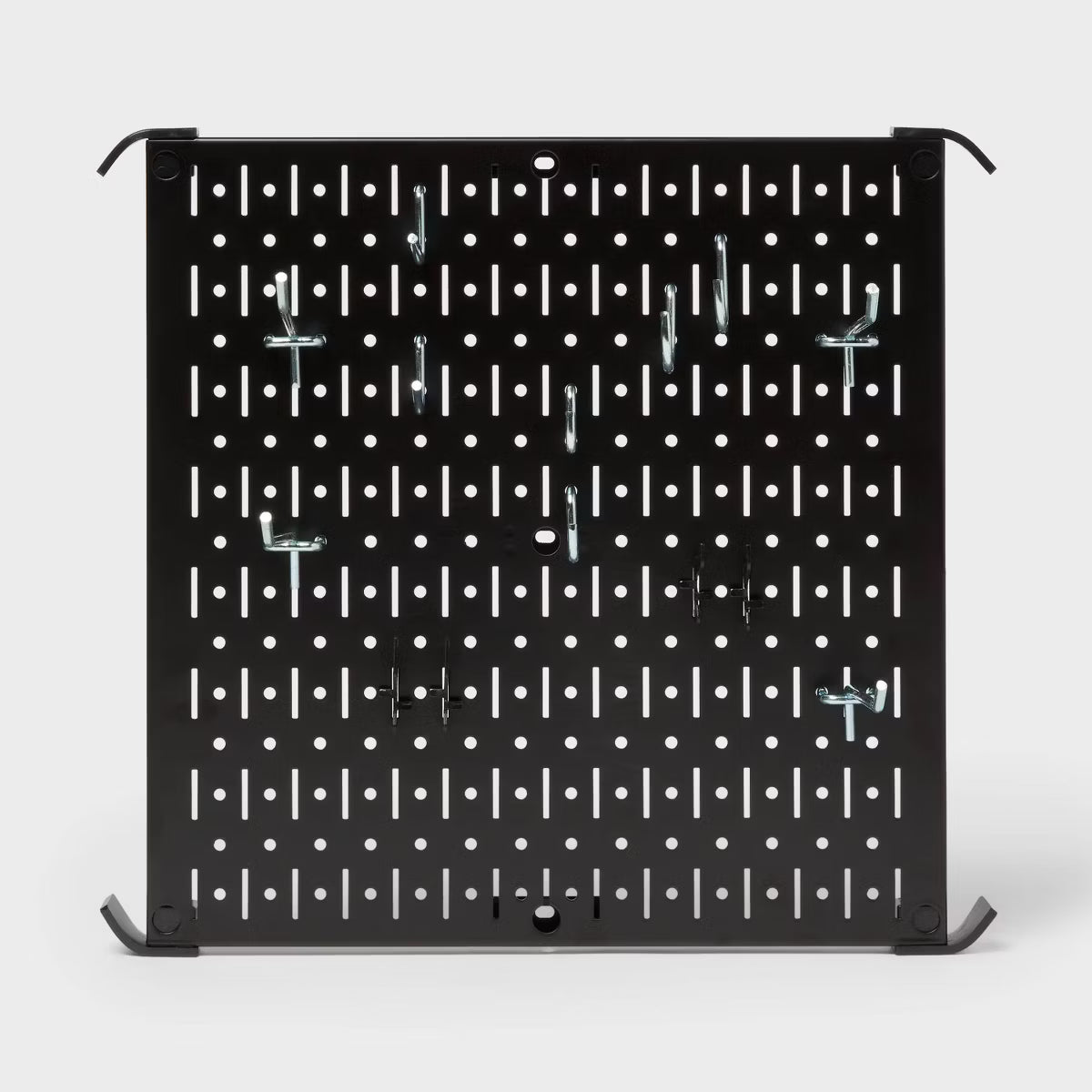 16" Square Metal Pegboard - Brightroom™: Wall & Garage Storage Organizer, Carbon Steel, Black,
