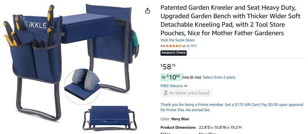 Patented Garden Kneeler and Seat Heavy Duty, Upgraded Garden Bench