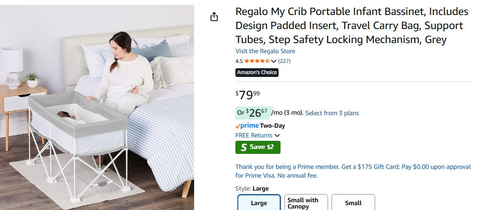 Regalo My Crib Portable Infant Bassinet, Includes Design Padded Insert