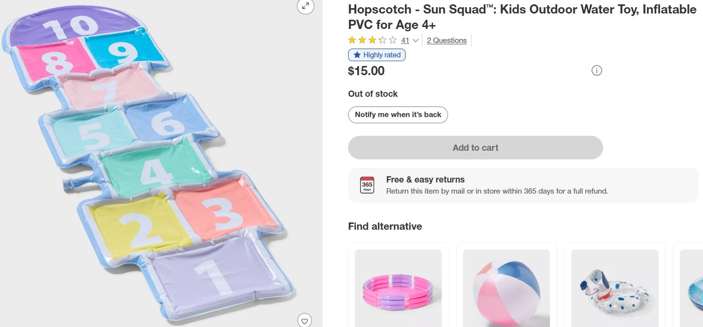 Hopscotch - Sun Squad™: Kids Outdoor Water Toy, Inflatable PVC for Age 4+