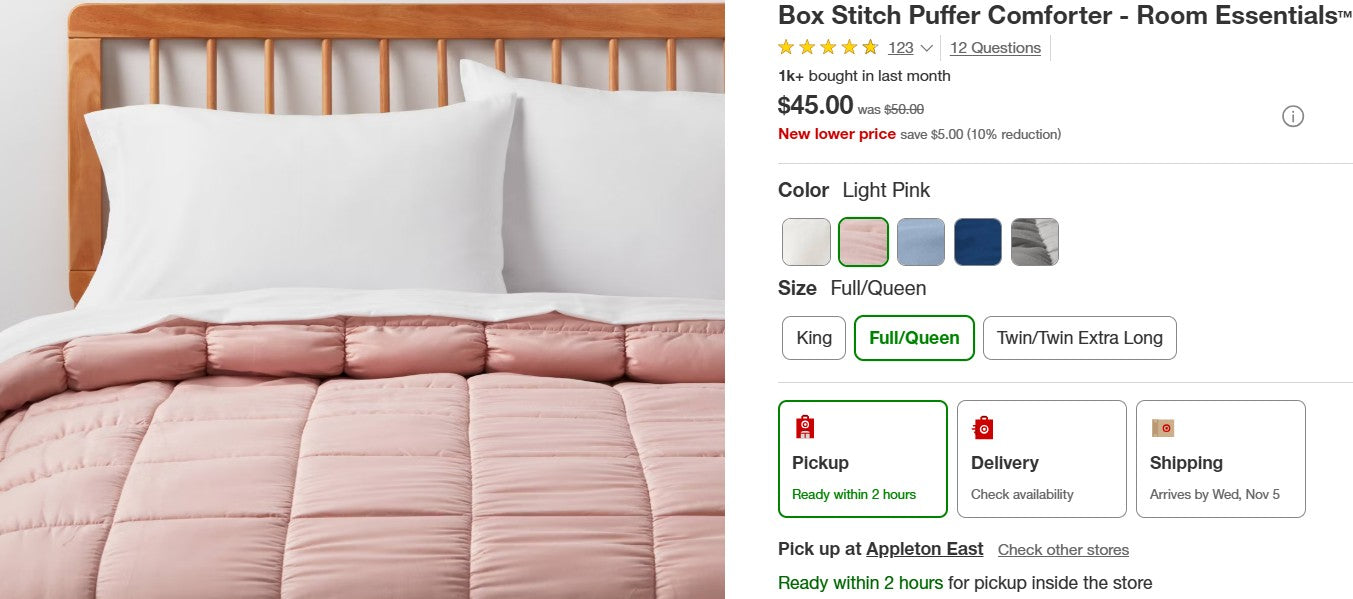 Box Stitch Puffer Comforter - Room Essentials