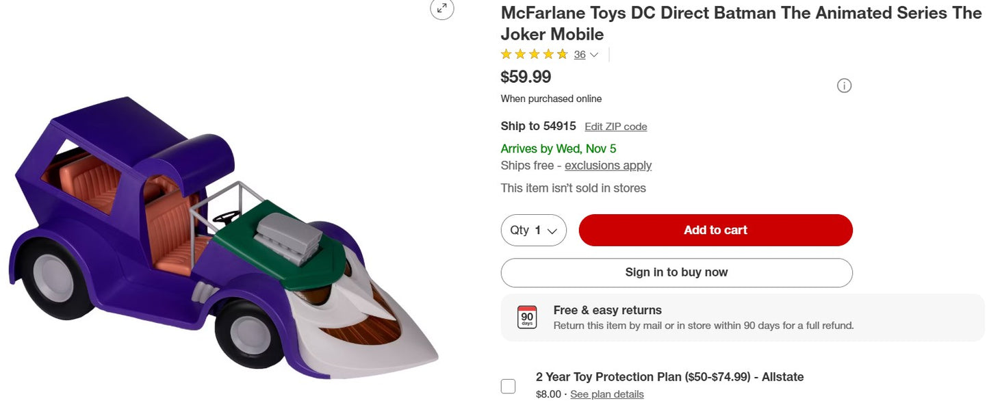 McFarlane Toys DC Direct Batman The Animated Series The Joker Mobile