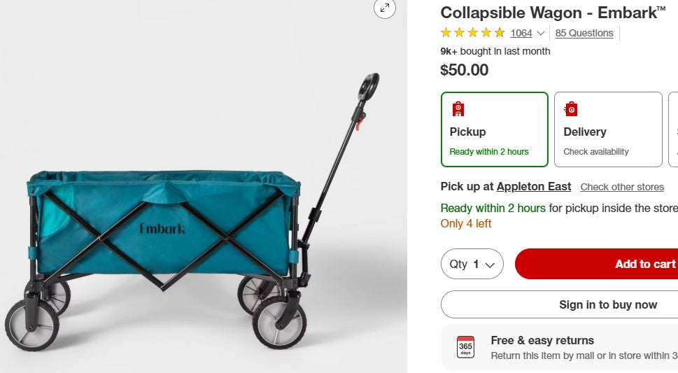 Teal Collapsible Wagon - Embark