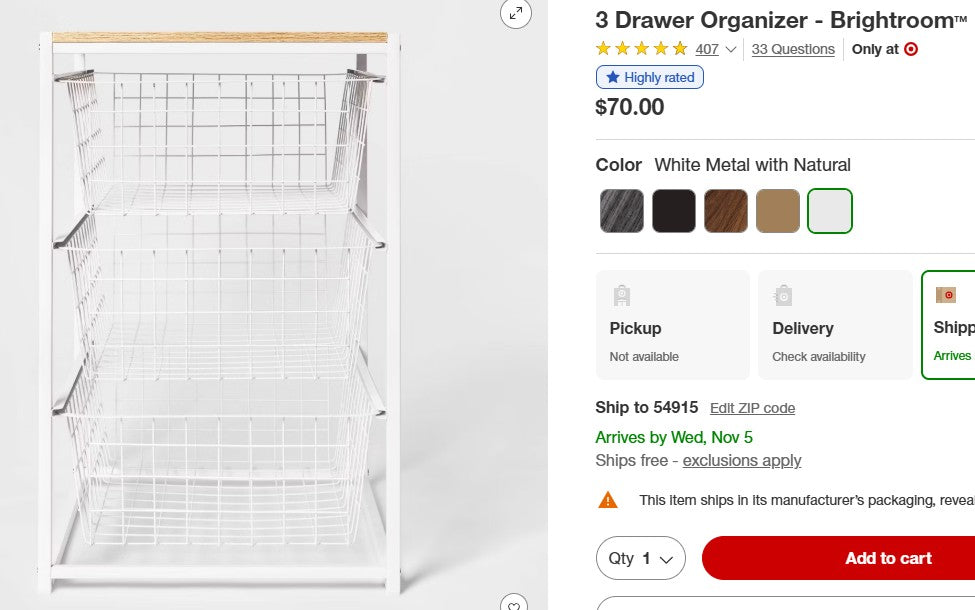 3 Drawer Organizer - Brightroom