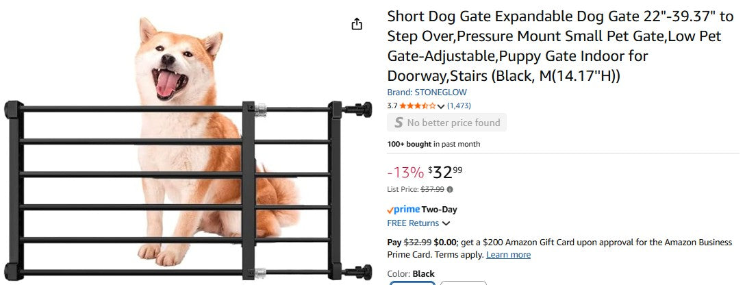 Short Dog Gate Expandable Dog Gate 22"-39.37" to Step Over