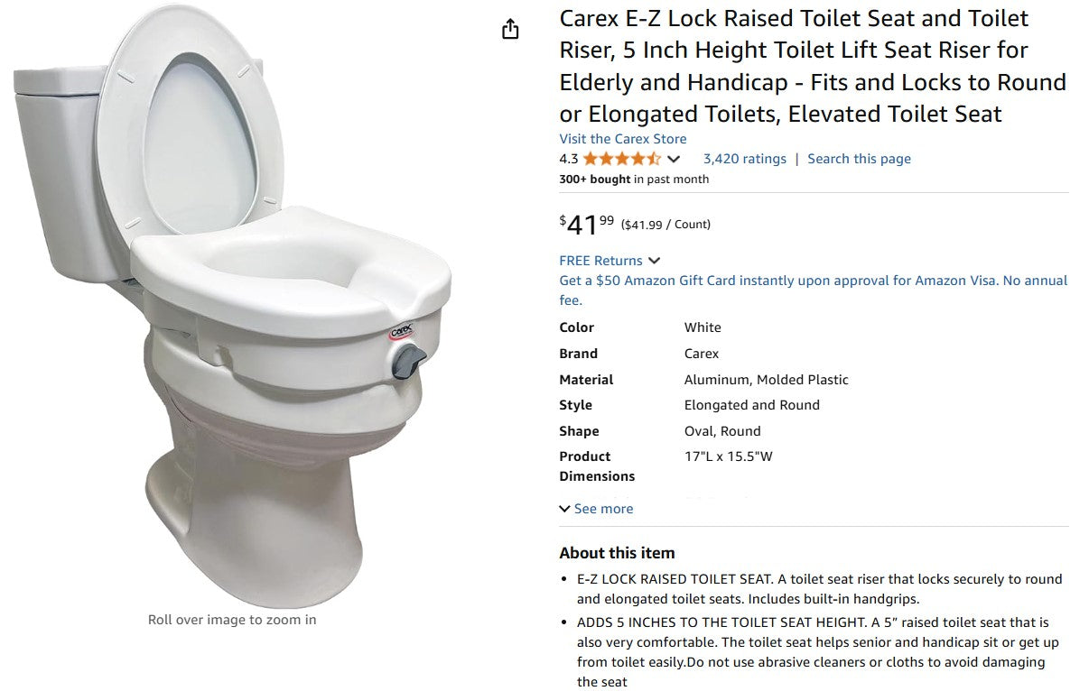 Carex E-Z Lock Raised Toilet Seat and Toilet Riser