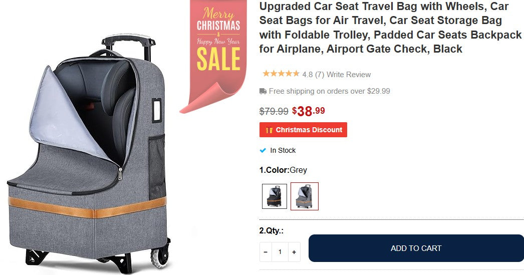 Upgraded Car Seat Travel Bag with Wheels, Car Seat Bags for Air Travel