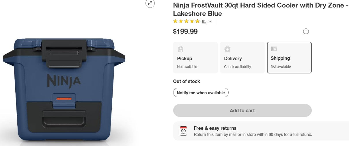 Ninja FrostVault 30qt Hard Sided Cooler with Dry Zone - Lakeshore Blue