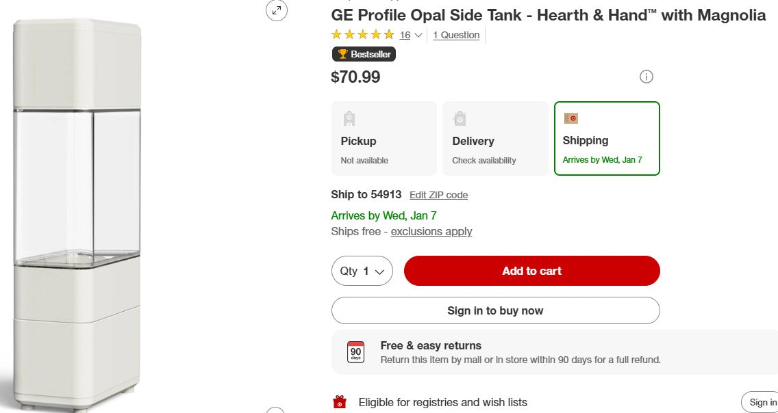 GE Profile Opal Side Tank - Hearth & Hand™ with Magnolia