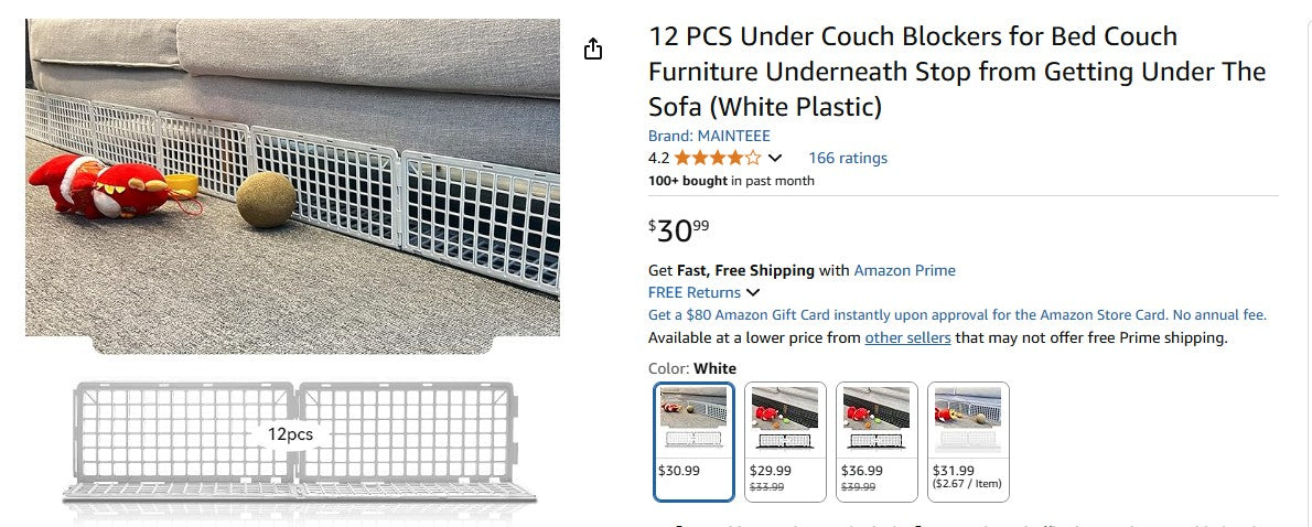 17 PCS Under Couch Blockers for Bed Couch Furniture Underneath Stop from Getting Under The Sofa