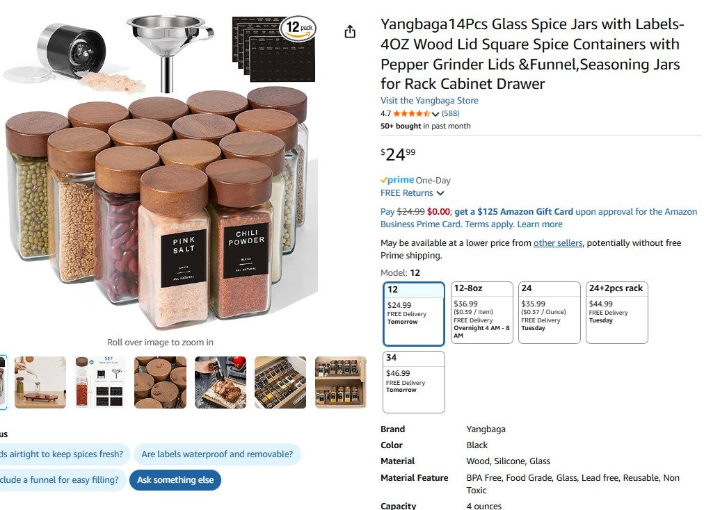 Yangbaga 15 Pcs Glass Spice Jars - Please see Description