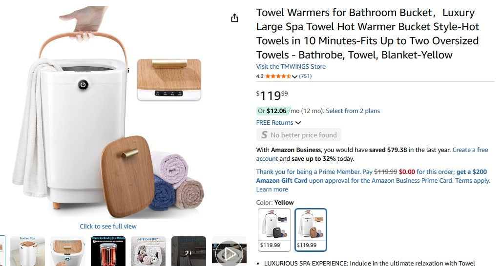 Towel Warmers for Bathroom Bucket,Luxury Large Spa Towel Hot Warmer