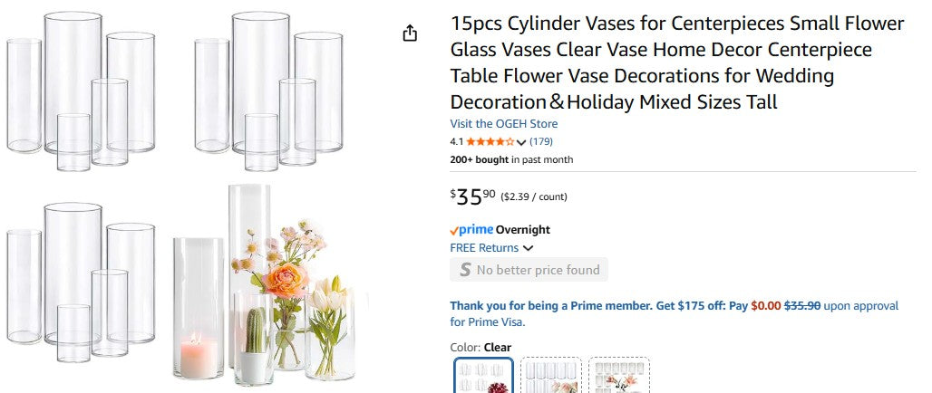 15pcs Cylinder Vases for Centerpieces Small Flower Glass Vases Clear Vase Home Decor Centerpiece