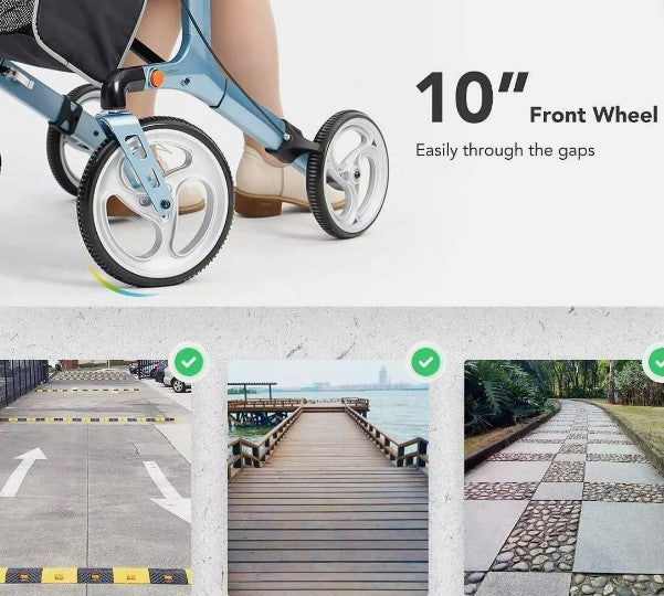 OasisSpace Aluminum Scooter w 10'' Wheels and Seat Compact Lightweight