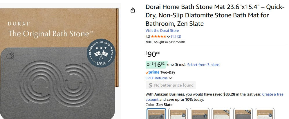 Dorai Home Bath Stone Mat 23.6"x15.4" – Quick-Dry