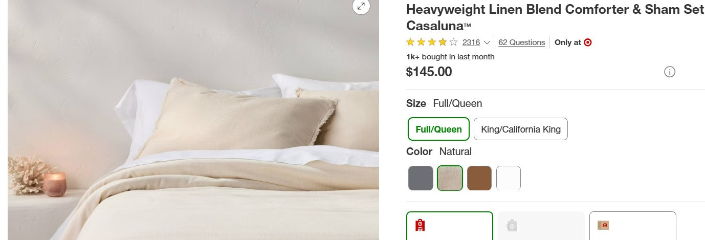 Heavyweight Linen Blend Comforter & Sham Set - Full/Queen