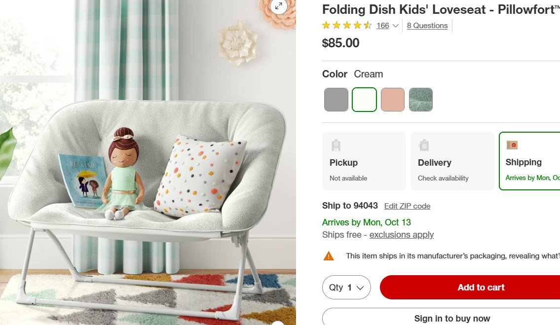 Folding Dish Kids' Loveseat