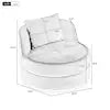 Beige Soft Velvet 360° Swivel Accent Chair, Barrel Chair with Pillow