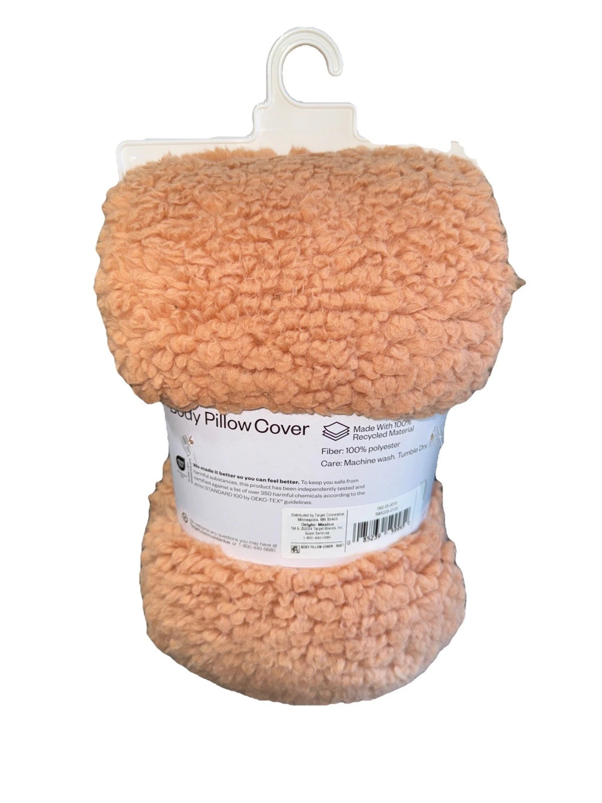 Soft Faux Fur Body Pillow Cover 20" x 50" Room Essentials Rust NEW