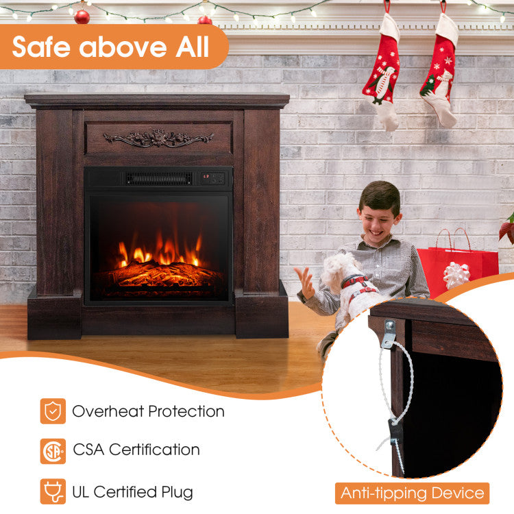 1400W TV Stand Electric Fireplace Mantel with Remote Control