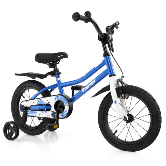 14 Inch Kids Bike with 2 Training Wheels for 3-5 Years Old Costway
