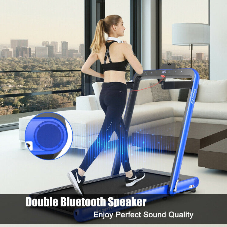 4.75HP 2 In 1 Folding Walking Pad Treadmill with Remote APP Control