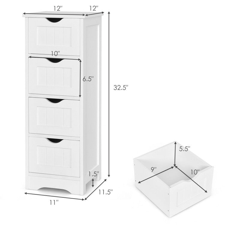 4-Drawer Freestanding Floor Cabinet with Anti-Toppling Device