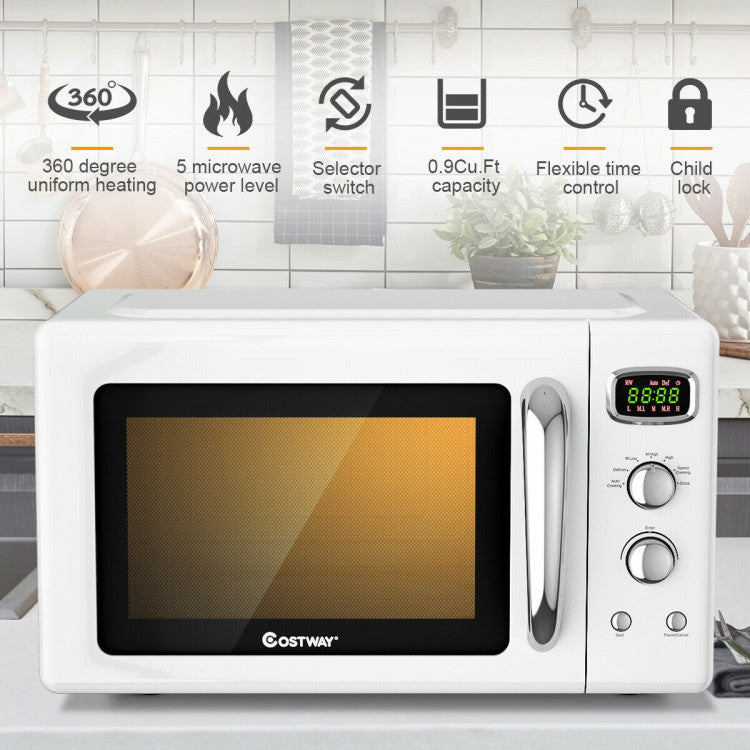 0.9 Cu.ft Retro Countertop Compact Microwave Oven