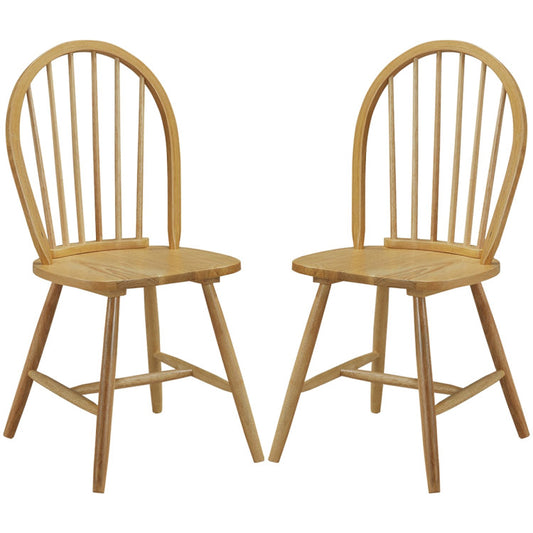 Set of 2 Vintage Wood Chair with Spindle Back for Dining Room