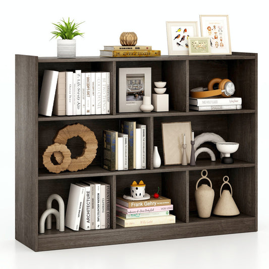 3-Tier Open Bookcase 8-Cube Floor Standing Storage Shelves