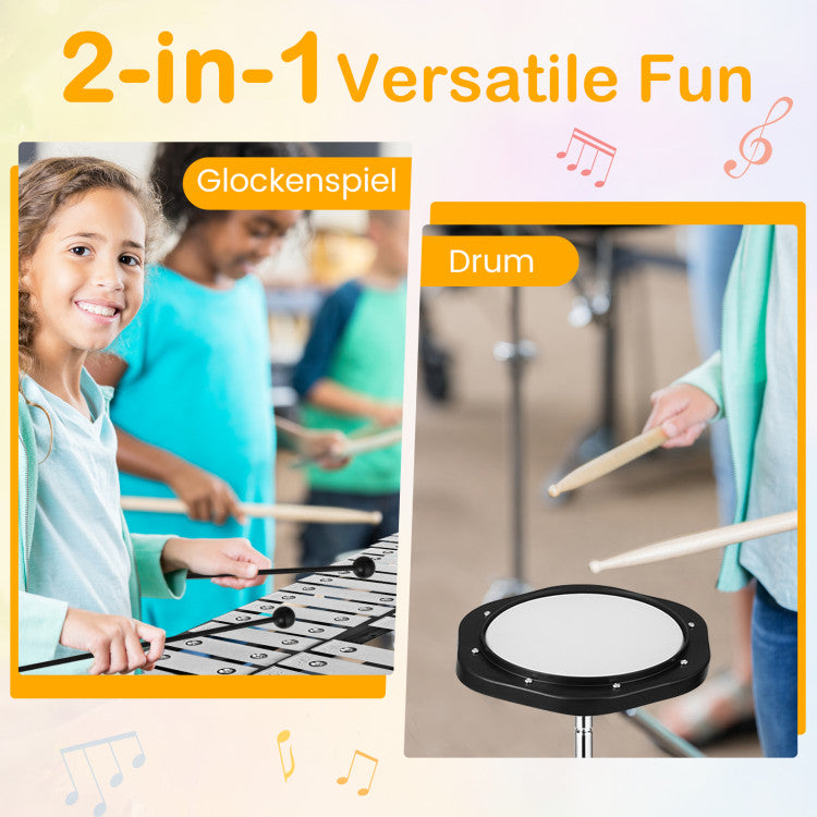 30 Notes Percussion with Practice Pad Mallets Sticks Stand