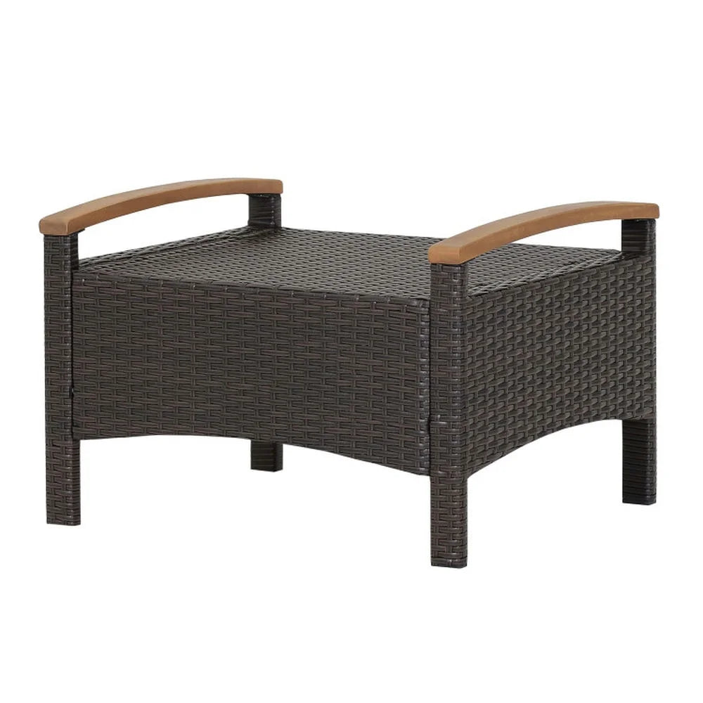 Barara King Set of 2 Fade-Resistant Wicker Patio Ottoman-Brown