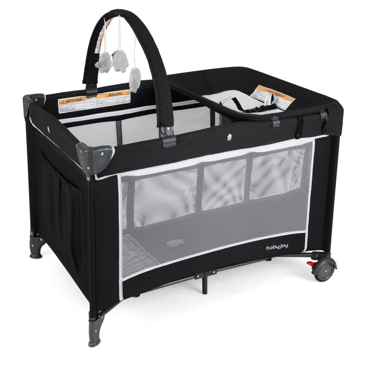 3-in-1 Portable Baby Crib and Playpen with Changing Table