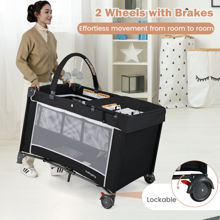 3-in-1 Portable Baby Crib and Playpen with Changing Table