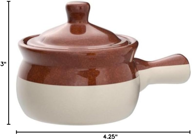 LIFVER French Onion Soup Servers, Ceramic Soups with Handles, 18 OZ Servers for Cereal, Chili, Stew, Sets of 4