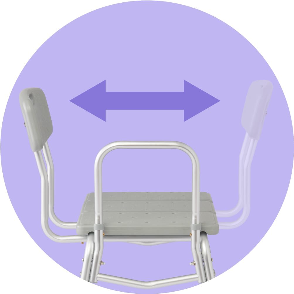 Medline Transfer Bench for Bathtubs and Showers, Adjustable Shower Bench and Bath Seat for Seniors and Adults
