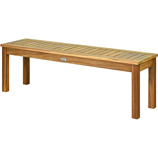 Costway 52-in W x 17.5-in H Teak Color Acacia Dining Bench