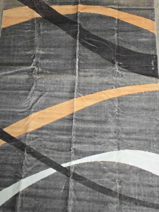 Abstract Gray Gold Bedroom Carpet Gold Retro Classic Style Short Pile Floor