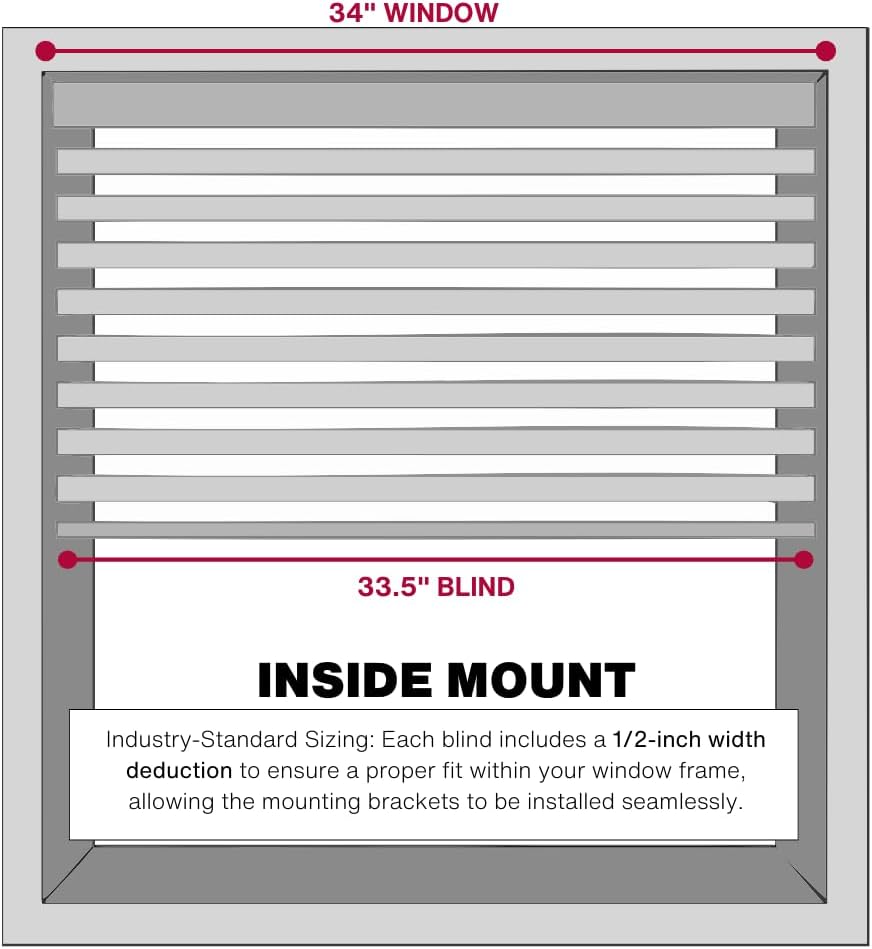 Lotus & Windoware Cordless, 2 Inch Faux Wood Blind, 34" Wide x 36" Long