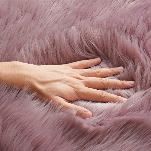 Fuzzy Area Rug for Bedroom Floor Sofa Living Room (2 x 6 ft Sheepskin, Light Purple)