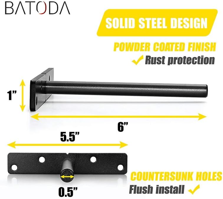 BATODA - 6" Floating Shelf Bracket Heavy Duty (8 pcs)-Solid Steel Blind Shelf Supports