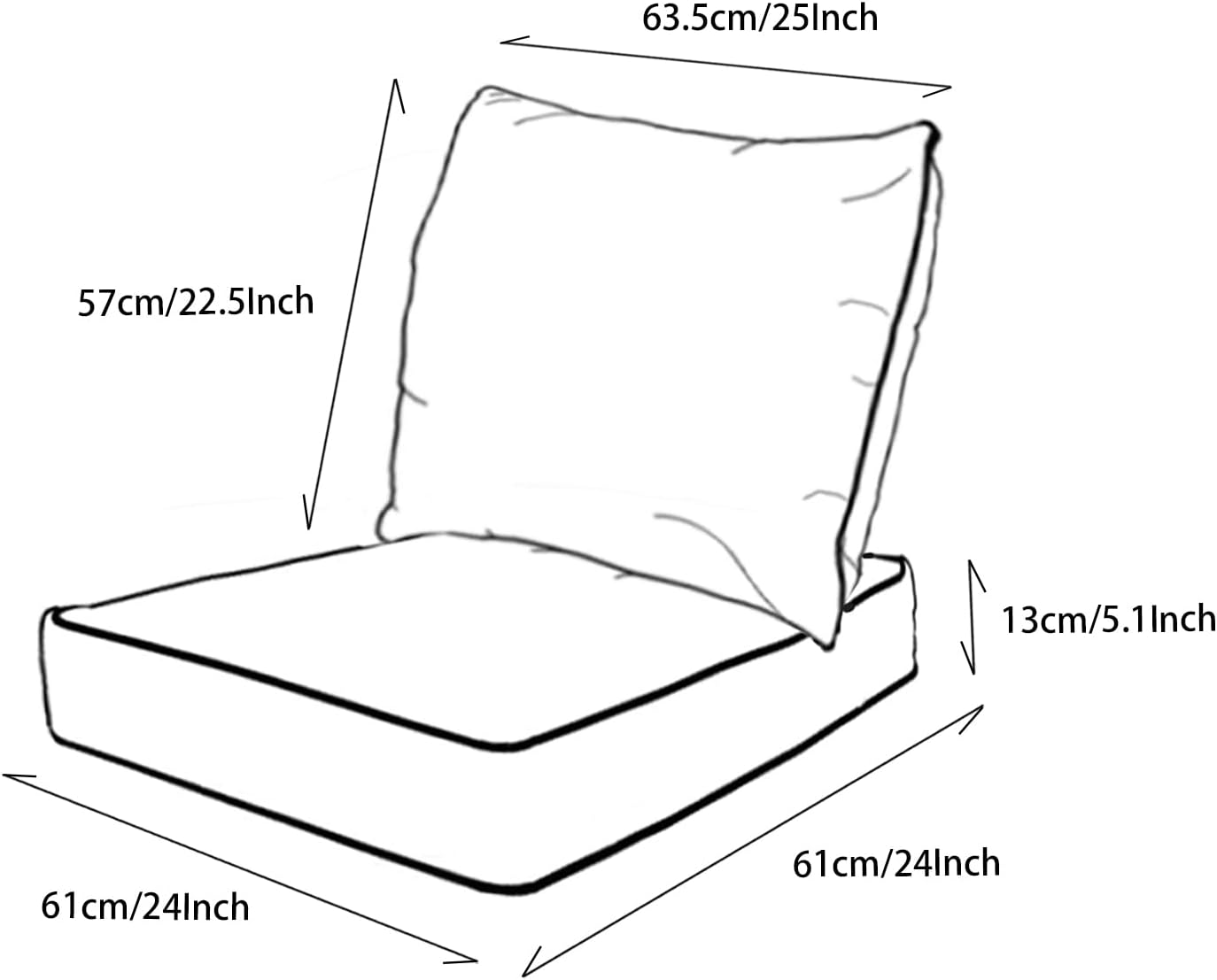 24x24 inch Outdoor/Indoor Deep Seat Patio Cushions Set of 2 Deep Seat Bottom Resilient Foam Filling