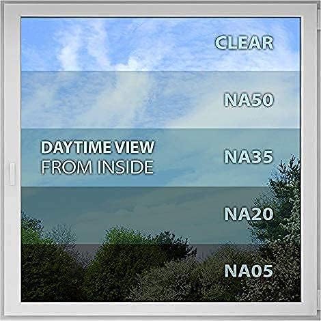 BDF NA05 Window Film Daytime Privacy and Sun Control Natural Black 5 (Very Dark) - 36in X 24ft