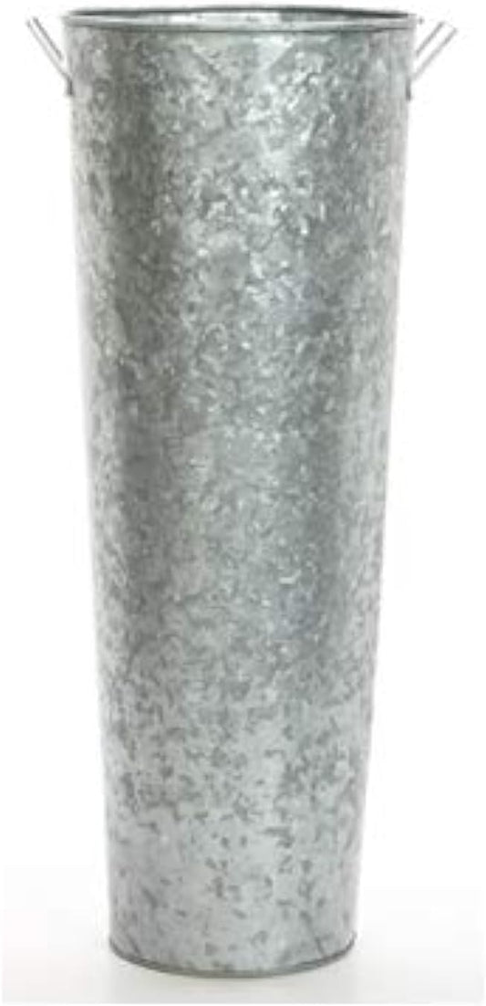Hosley Galvanized French Bucket Vase with Handles 6" Dia x 15" H