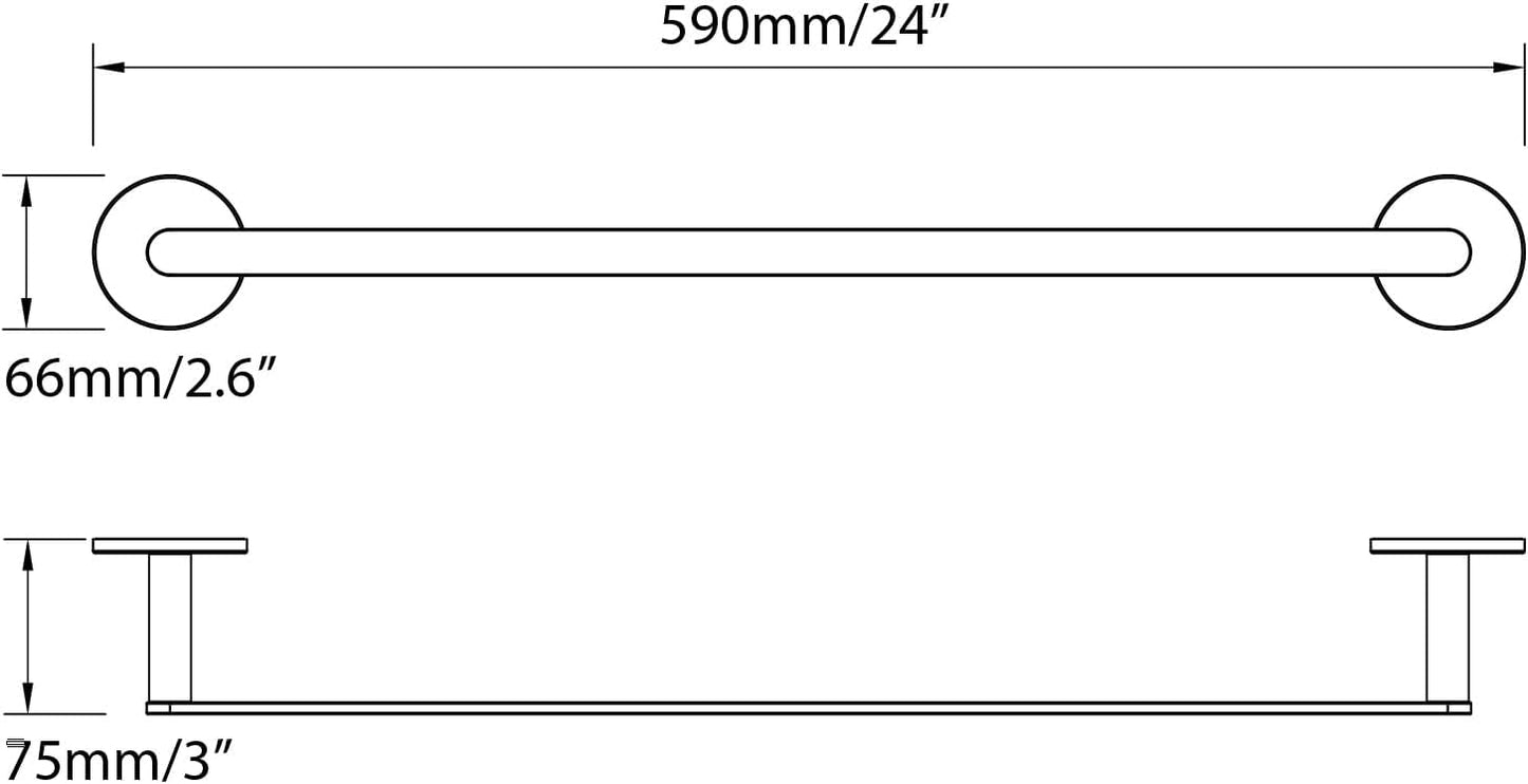 Towel Bar for Bathroom Wall Mounted, Stainless Steel 24 Inch Modern Towel Rack