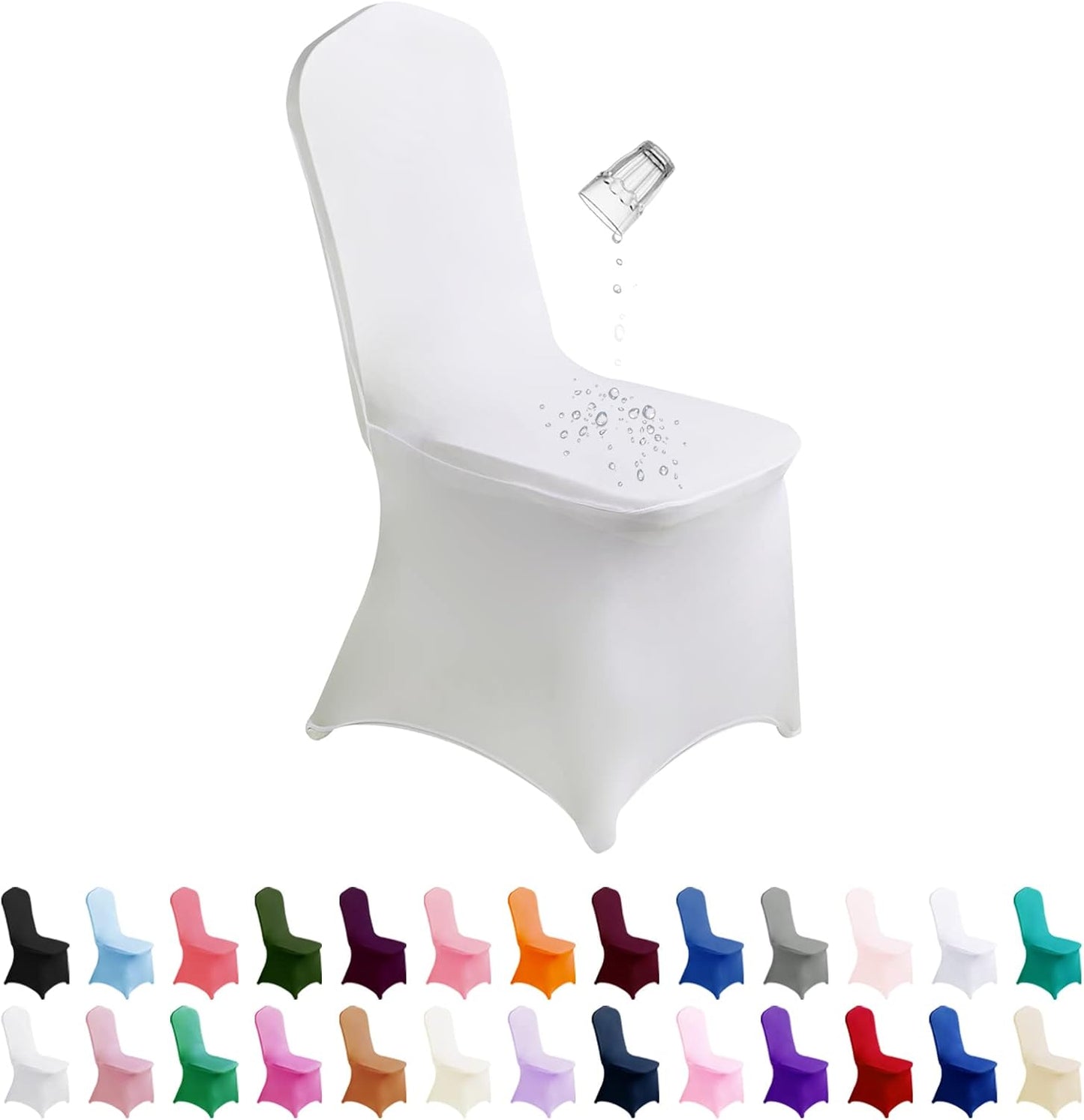 SUPERO Waterproof Spandex Chair Cover 50PCS, Stretch Dining Chair Covers, Polyester Outdoor Chair Covers