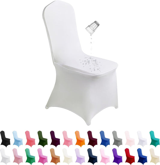 SUPERO Waterproof Spandex Chair Cover 50PCS, Stretch Dining Chair Covers, Polyester Outdoor Chair Covers